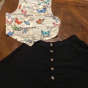 Button front mini skirt